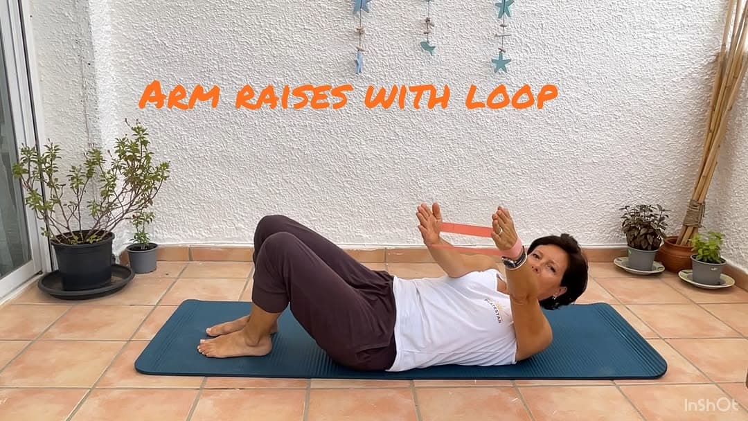 Sophie demonstrating a resistance-band exercise